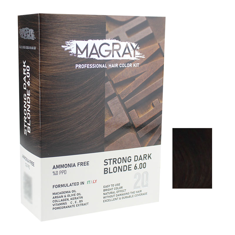 کیت رنگ مو بدون آمونیاک ماگرای شماره 6.00 حجم 120 میلی لیتر رنگ بلوند تیره قوی
