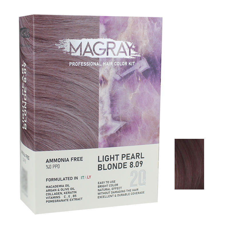 کیت رنگ مو بدون آمونیاک ماگرای شماره 8.09 حجم 120 میلی لیتر رنگ بلوند مرواریدی روشن