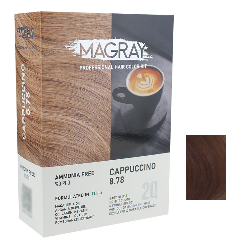 کیت رنگ مو بدون آمونیاک ماگرای شماره 8.78 حجم 120 میلی لیتر رنگ کاپوچینو