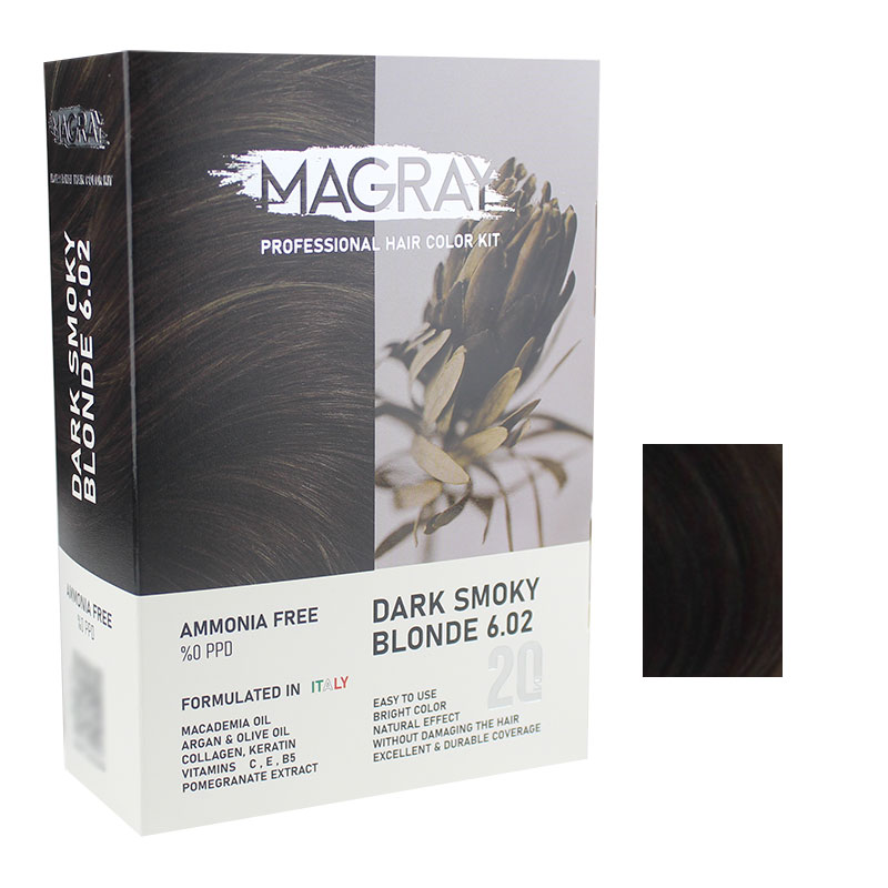 کیت رنگ مو بدون آمونیاک ماگرای شماره 6.02 حجم 120 میلی لیتر رنگ بلوند دودی تیره