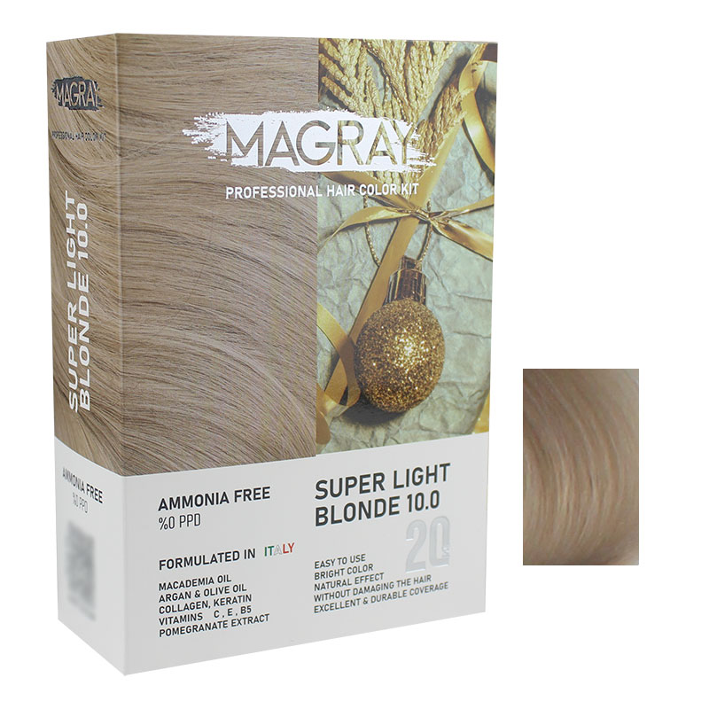 کیت رنگ مو بدون آمونیاک ماگرای شماره 10.0 حجم 120 میلی لیتر رنگ بلوند فوق العاده روشن