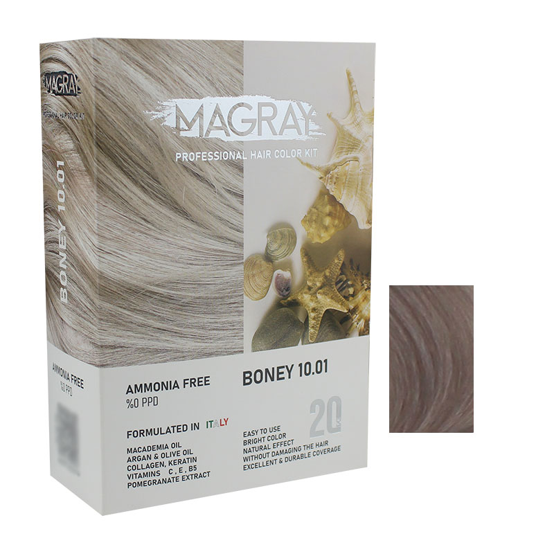 کیت رنگ مو بدون آمونیاک ماگرای شماره 10.01 حجم 120 میلی لیتر رنگ استخوانی
